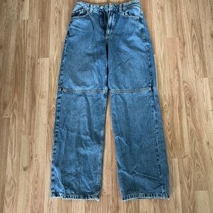 High rise denim wide leg jeans